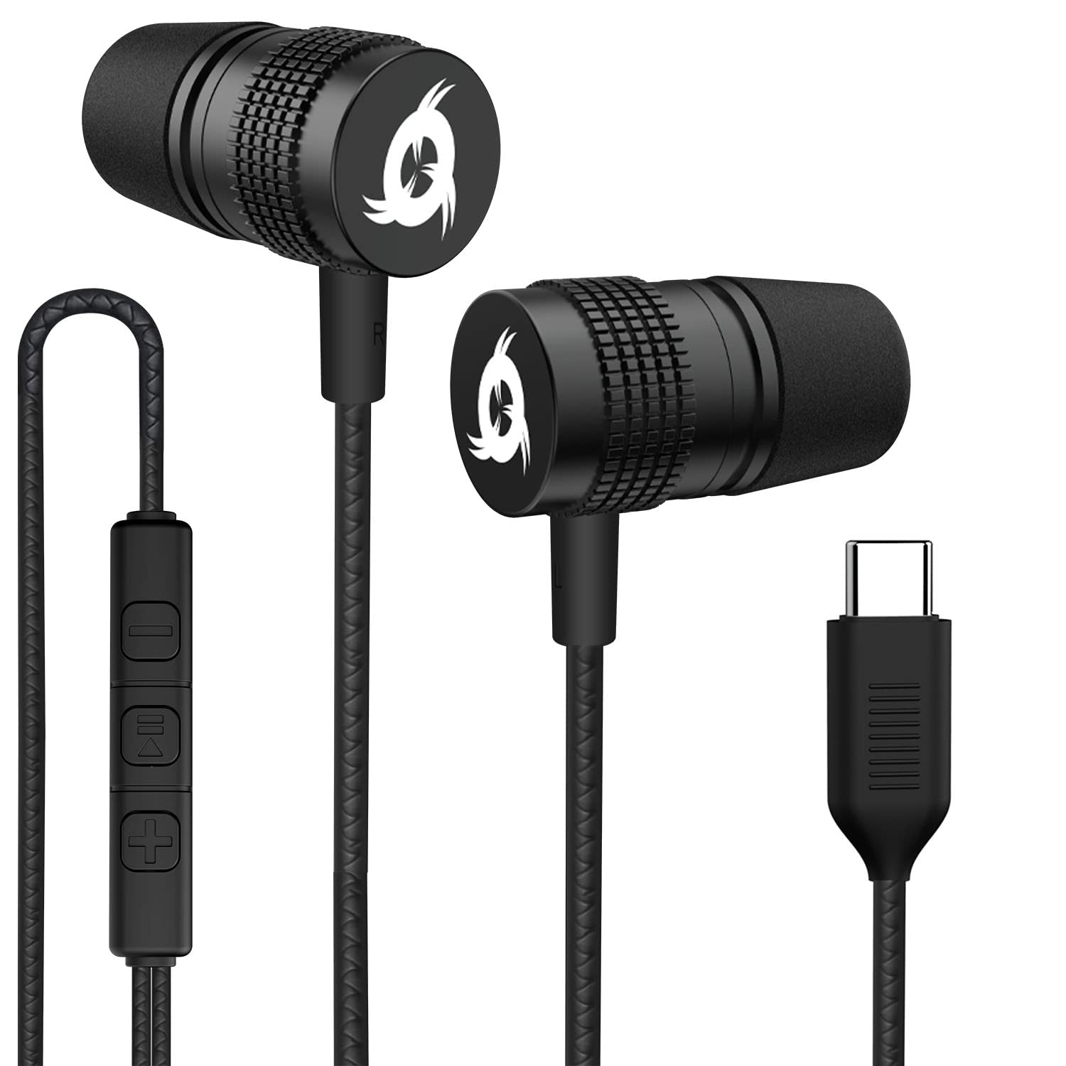 KLIM F1 USB C Wired Earphones with Microphone - High Quality Sound, Noise Cancelling, Durable Design - Compatible with Huawei, Sony, Samsung & More - Perfect for Gaming, Travel & Work Calls (5-Year Warranty)