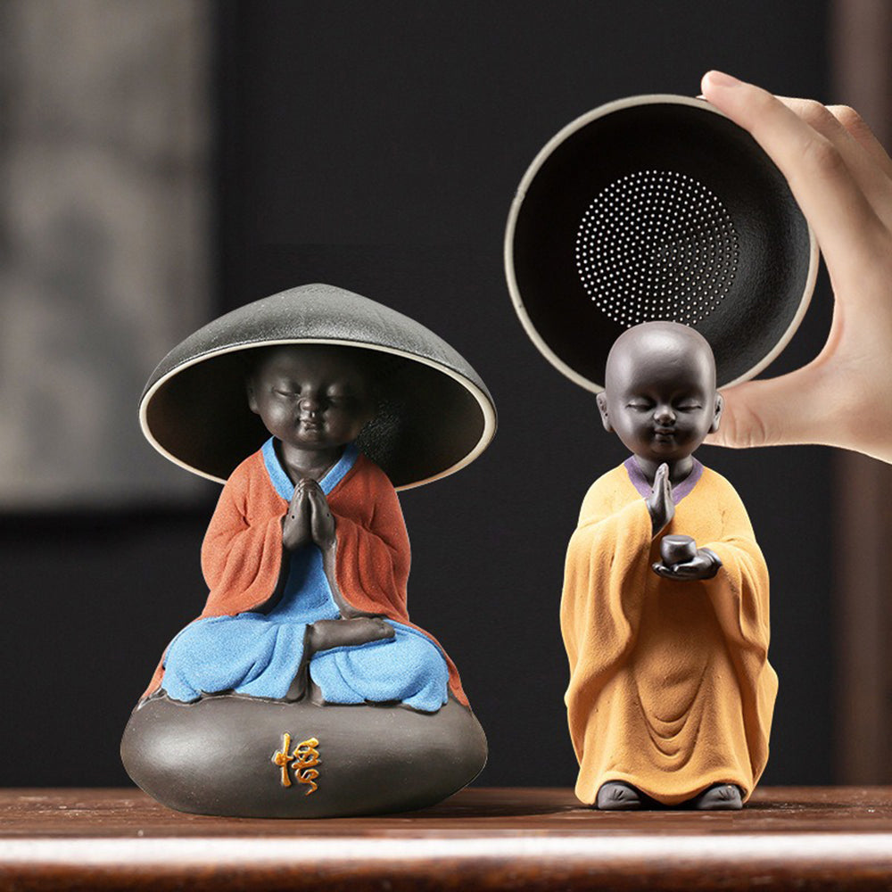 Zen Little Monk Hat Tea Strainer - Premium Ceramic Tea Infuser for Loose Leaf Tea - Perfect for Tea Lovers, Meditation & Relaxation Gifts