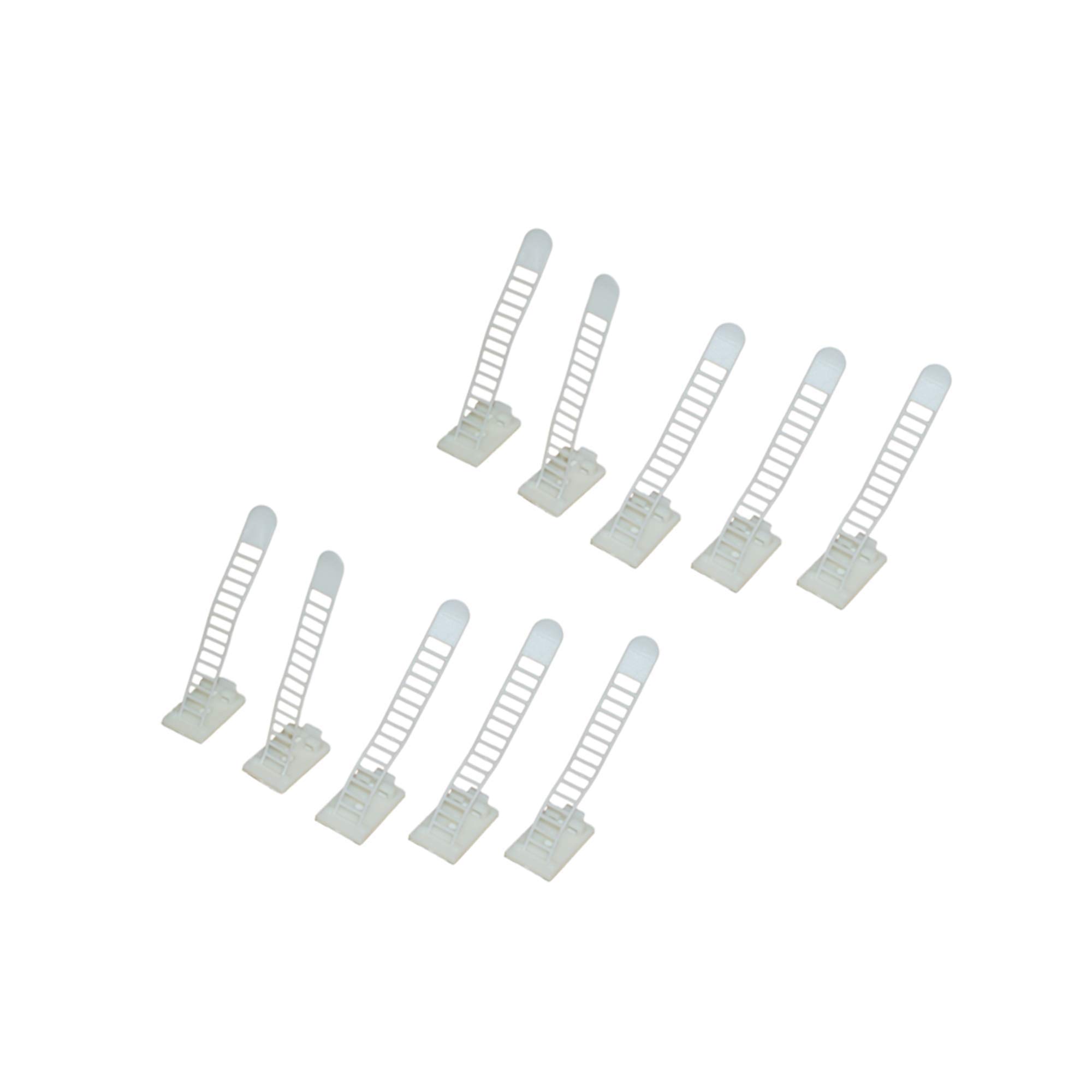Progressive Automations 10-Pack White Adhesive Buckle Cable Ties - Heavy Duty Fastening Solution for Home, Office & DIY Projects