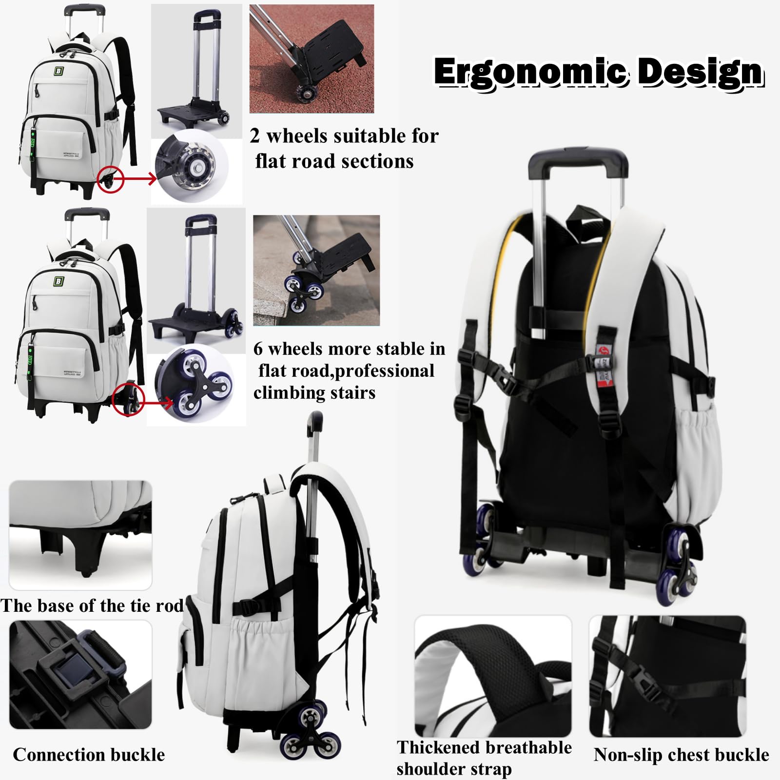 Rolling Backpack for Boys & Kids - Wheeled School Backpack with Trolley Handle for Teens & Elementary Students - Perfect for School, Travel, and Daily Commute