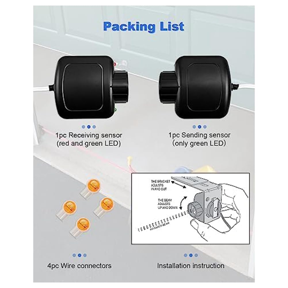 TAMOSH Garage Door Opener Sensor - Replacement Accessories for LSO50 LDO33 LDO50 Models | Compatible with Garage Door Openers | DIY Home Security & Smart Garage Upgrade