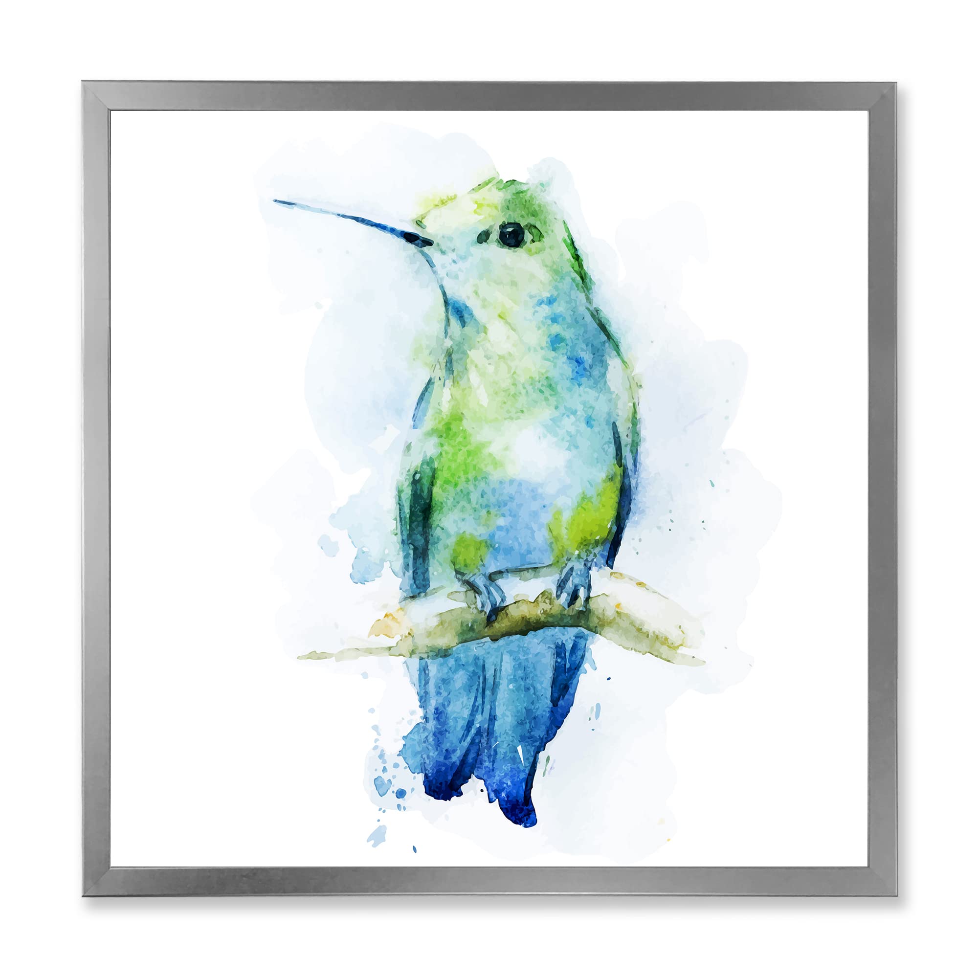 DesignQ Colibri Bird Traditional Framed Wall Art - Handcrafted Hummingbird Painting for Living Room, Bedroom & Office Decor | Vintage Home Wall Decor Gift