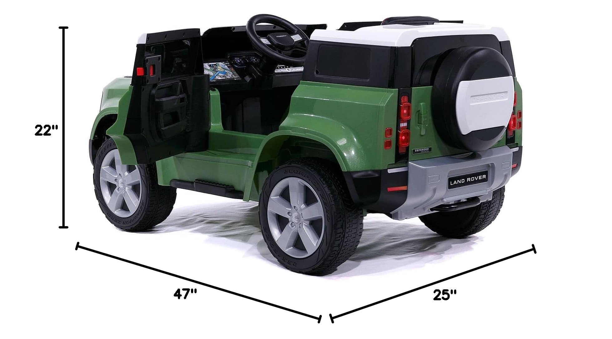 Moderno Kids Land Rover Defender 12V Electric Ride-On Car with Parental Remote Control, MP3/USB Music Player, Leather Seat & LED Lights - Perfect for Outdoor Play, Birthday Gifts & Toddler Adventures