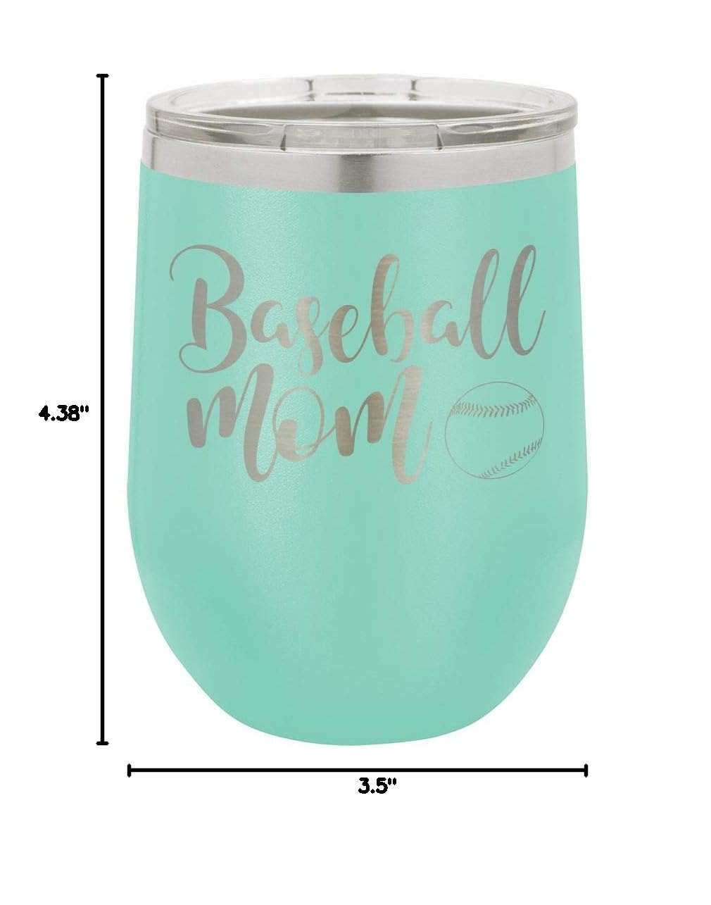 12 oz Teal Baseball Mom Wine Tumbler with Lid - Laser Engraved Insulated Stainless Steel Cup with Funny Quotes - Perfect Mother's Day Gift for Baseball Moms - Great for Games, Tailgating & Everyday Use - OnlyGifts.com