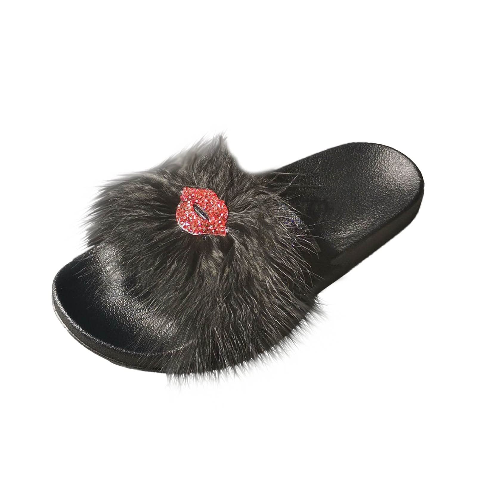 Women's Plush Thick Sole House Slippers - Soft Red Lip Design for Spring & Summer Comfort | Perfect for Indoor Lounging, Spa Days & Cozy Home Wear
