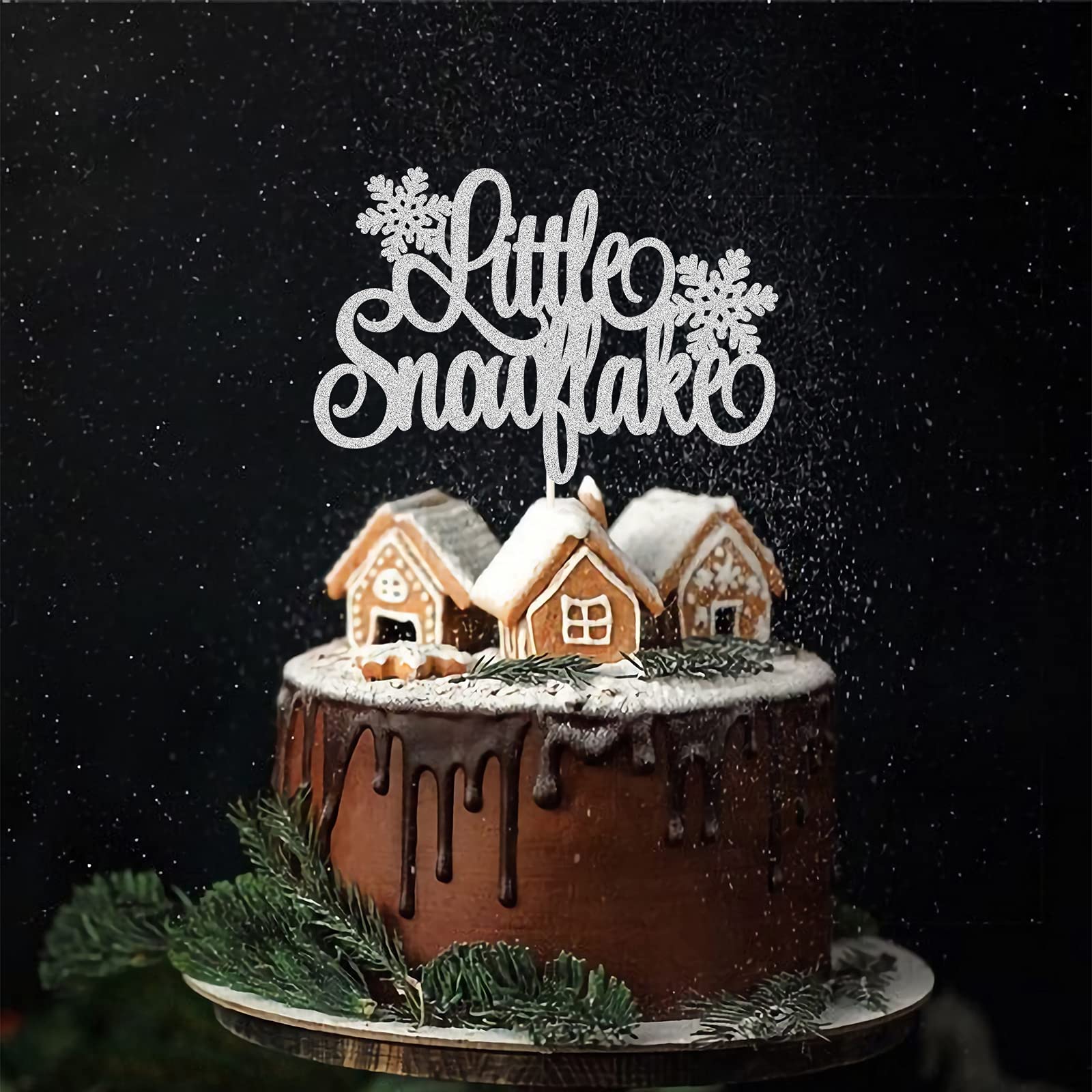 Shining Silver OurLittle Snowflake Cake Topper - Frozen Birthday Cake Decorations for Winter Wonderland Theme, 1st Birthday Party, Christmas & Holiday Celebrations - Perfect for Baby Showers, Wedding Cakes & Special Occasions