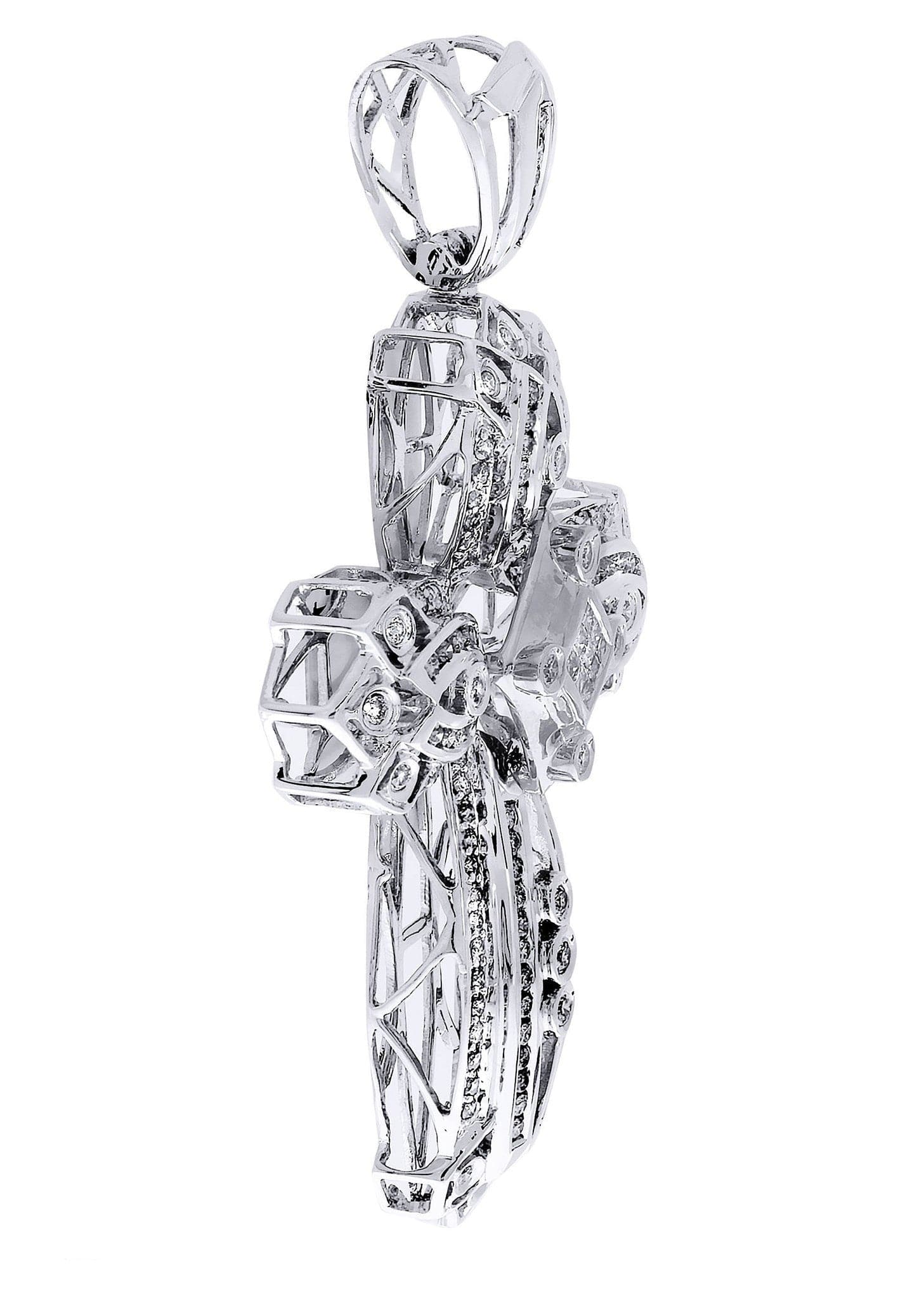 1.85 Carat Diamond Cross Pendant Necklace - 14.51 Grams Solid Gold Religious Jewelry for Women - Perfect for Baptism, Confirmation & Everyday Elegance