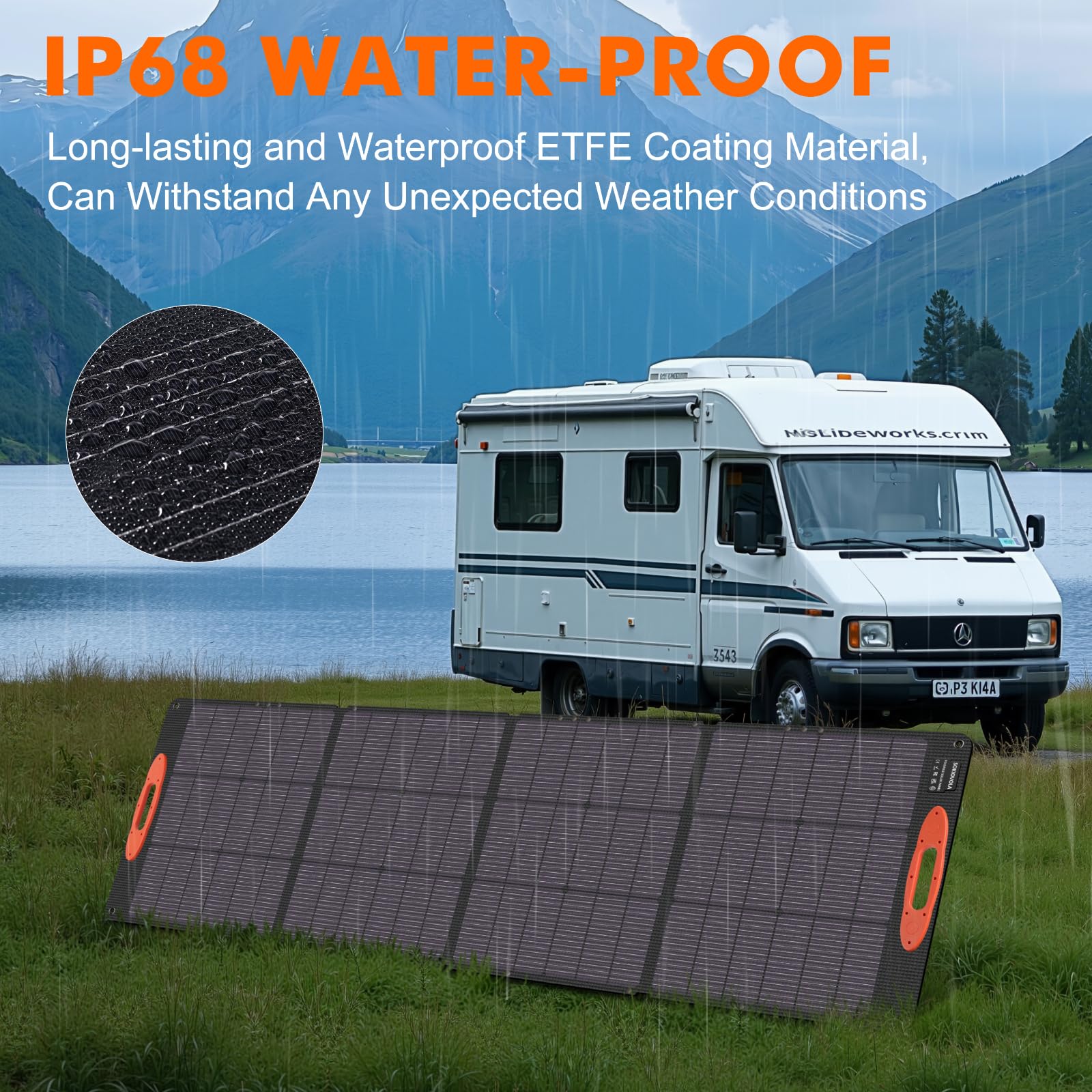200W Portable Solar Panel for Power Station - 20V Foldable Solar Charger with 25% High Efficiency & IP68 Waterproof - Perfect for Outdoor Camping, RV Trips, Emergency Power & Off-Grid Living
