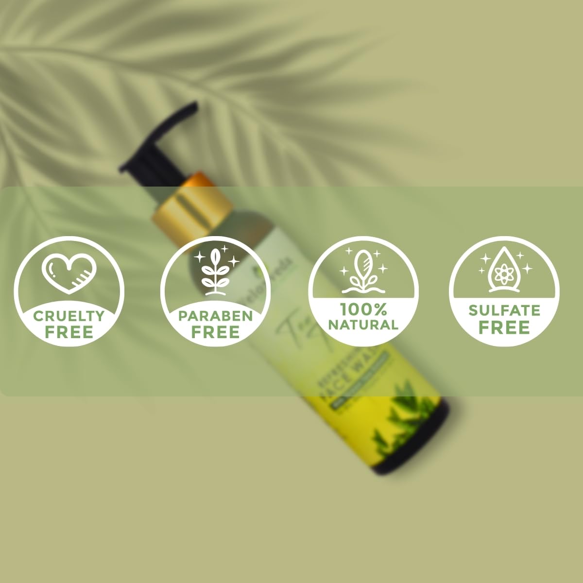 VeloxVeda Tea Tree Face Wash 100ml - Natural Anti-Acne Cleanser for Oily & Acne-Prone Skin | Paraben-Free, Sulfate-Free Formula with Turmeric, Curry Leaves & Tea Tree Oil | Gentle Daily Facial Cleanser for Men & Women | Perfect for Morning & Night Skincare Routine