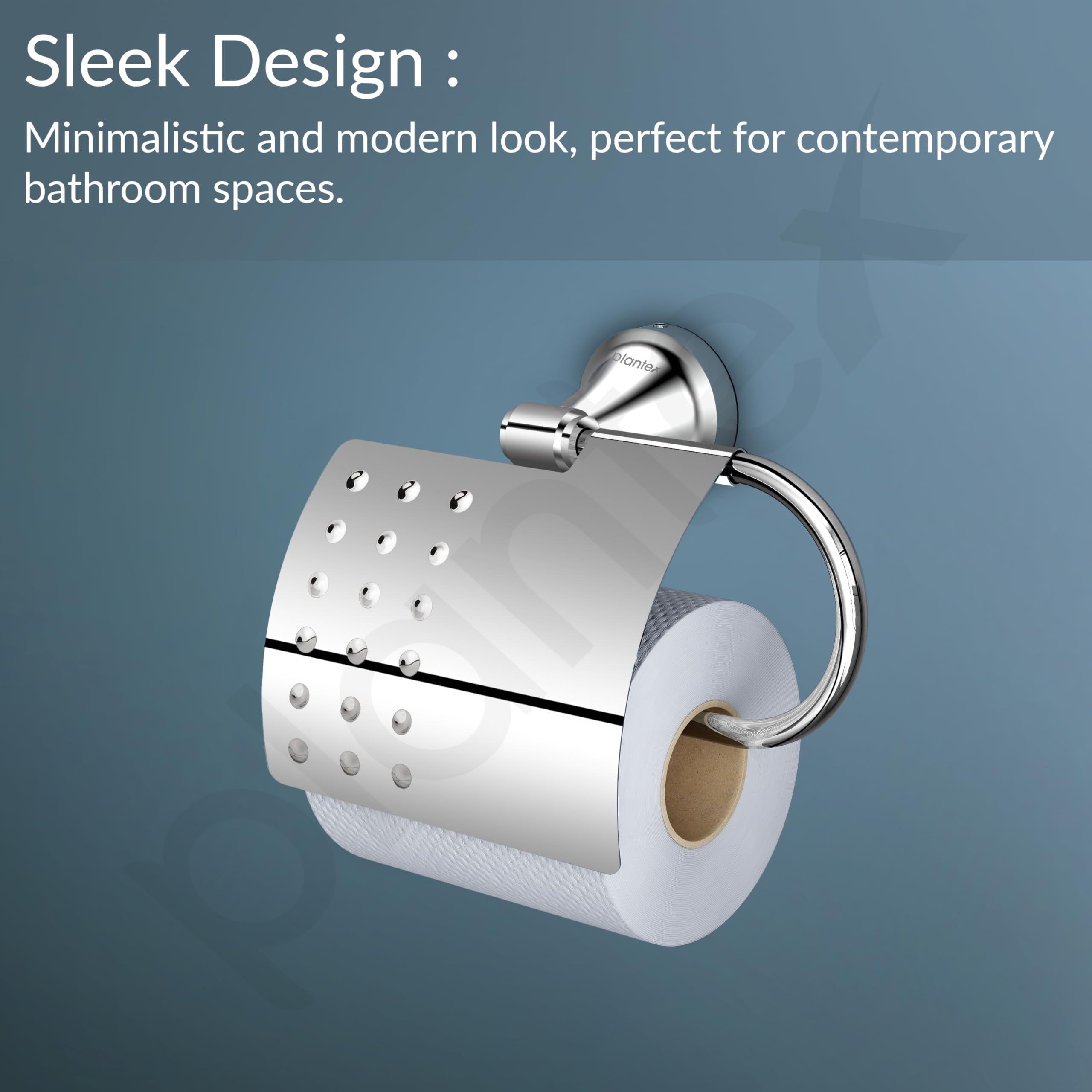 Plantex 304 Stainless Steel Toilet Paper Holder - Chrome Bathroom Tissue Roll Mount for Modern Home & Commercial Restrooms - Rustproof & Durable Bath Accessory