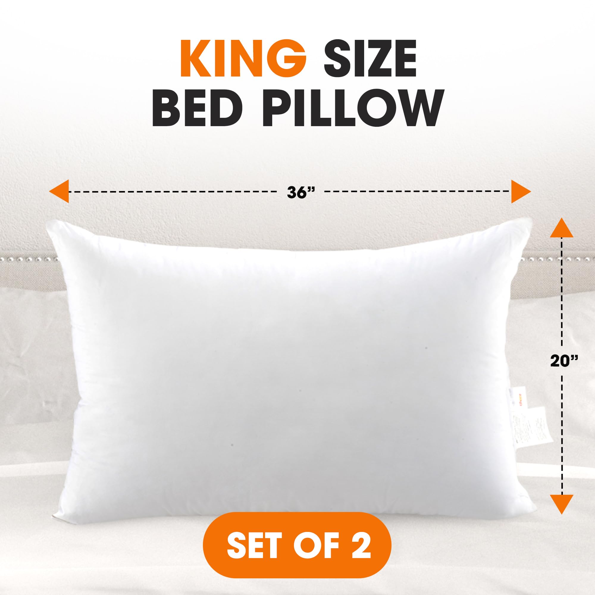 Premium King Size Down Alternative Pillows - Ultra Soft & Fluffy Hotel Quality Bed Pillows (Set of 2) for Side, Back & Stomach Sleepers | Perfect for Bedroom, Guest Room & Luxury Apartment