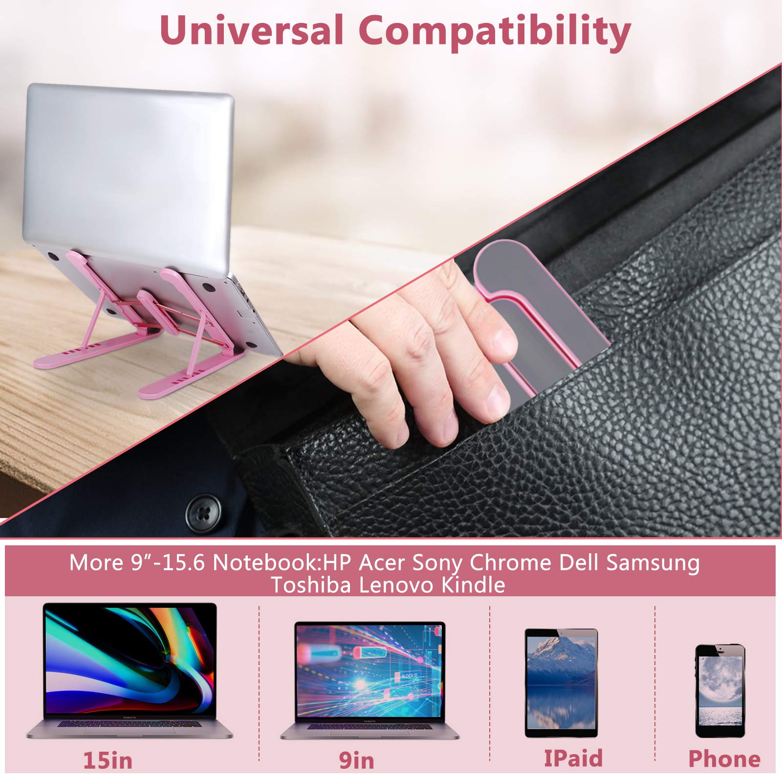Adjustable Portable Laptop Stand for Desk - Ergonomic Notebook Riser Holder with Stable Mount, Perfect for Home Office, Gaming, and Travel Use