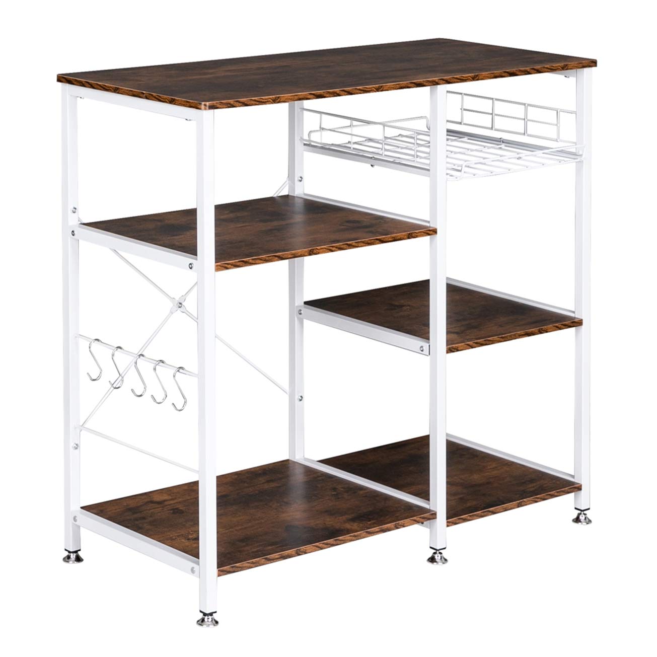 3-Tier Industrial Kitchen Baker's Rack with Microwave Stand - Heavy Duty Storage Cart & Workstation Shelf for Baking, Cooking & Organizing - Perfect for Home, Restaurant & Commercial Kitchens