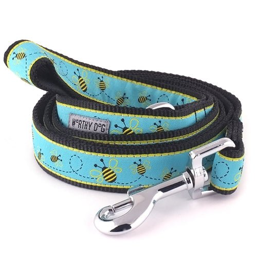 Busy Bee Dog Collar and Leash Set - Durable Nylon Pet Collar with Matching Leash for Small Medium Large Dogs - Perfect for Walking Training and Outdoor Adventures
