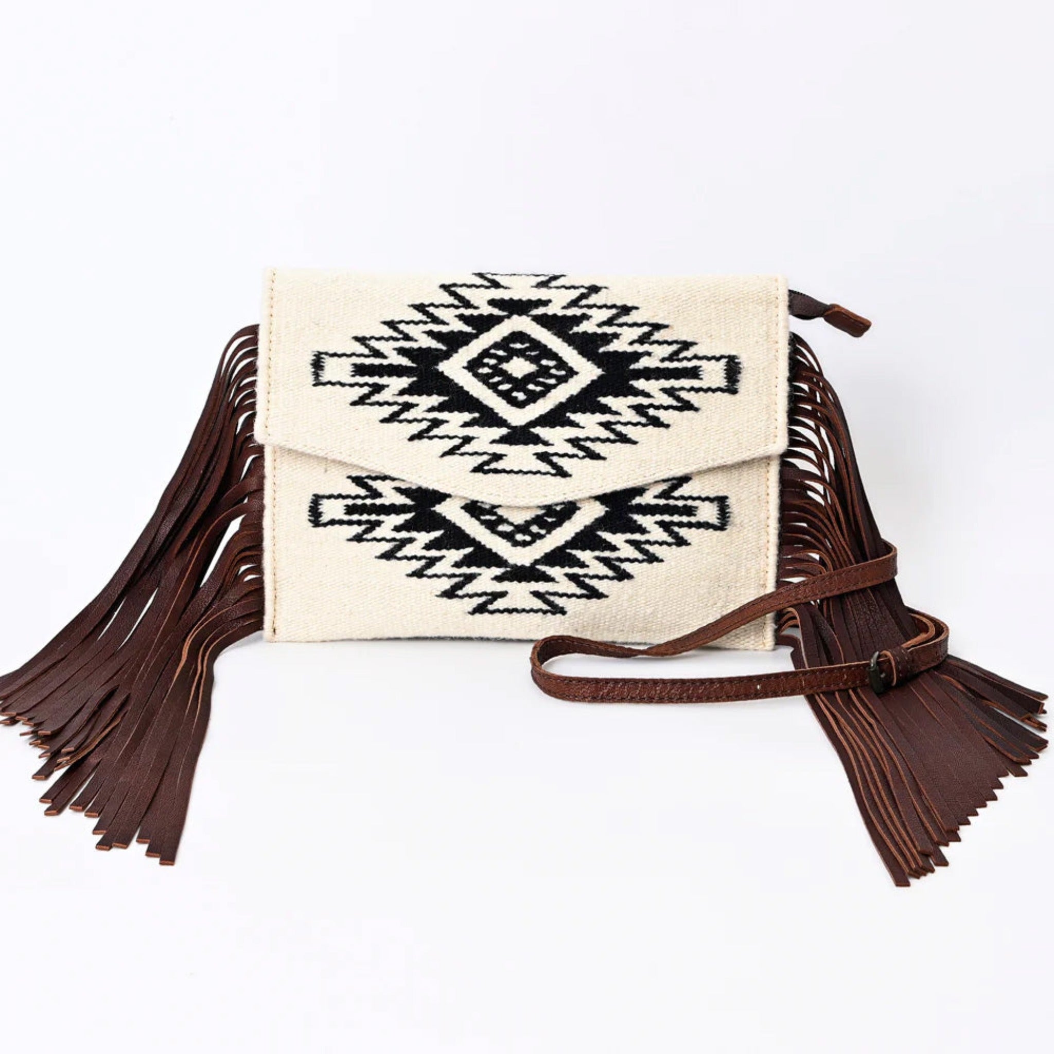 American Darling Black & White Aztec Print Crossbody Purse - Stylish Boho Handbag for Women, Perfect for Casual Outings & Festivals