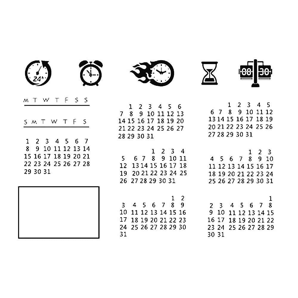 Clear Silicone Stamps - Date Week Month Year Calendar & Alarm Clock Arabic Numerals for DIY Scrapbooking, Journaling, Holiday Cards, Album Decoration - Perfect for Crafting, Planner Stamping, and Memory Keeping