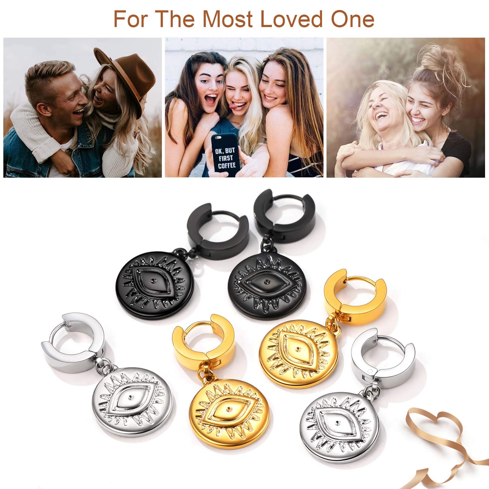 FaithHeart Women's Black Hoop Earrings - Stainless Steel Huggie Hoop Earrings for Women, Lightweight Drop Dangle Earrings with Gift Box - Perfect for Everyday Wear, Parties & Gifts
