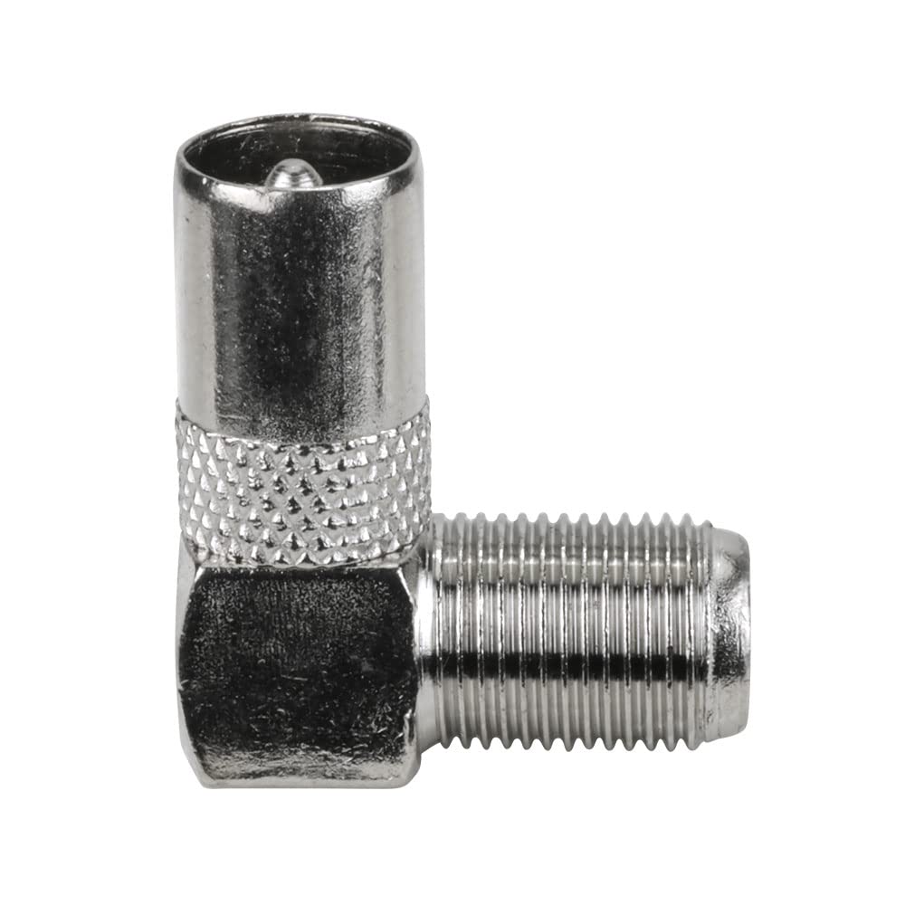 10 Pack F Female to PAL Male Right-Angle Adapters - Gold Plated Connectors for CCTV, Satellite TV & Antenna Installations - Secure & Durable RF Coaxial Cable Solution