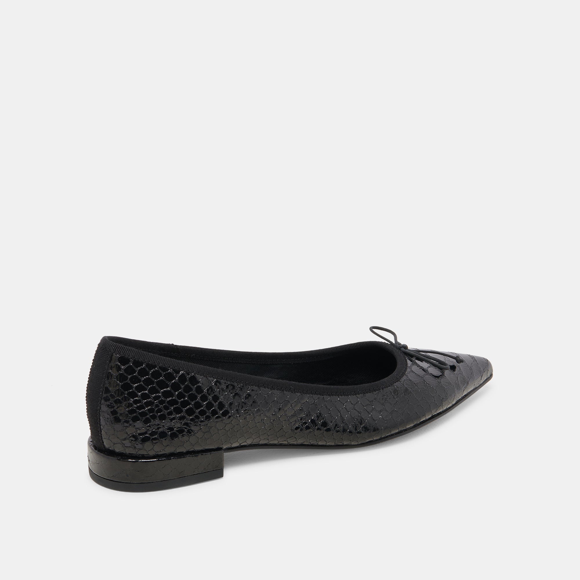 PALANI Women's Ballet Flats - Midnight Snake Embossed Leather Pointed Toe Slip-On Shoes for Work, Office & Casual Wear