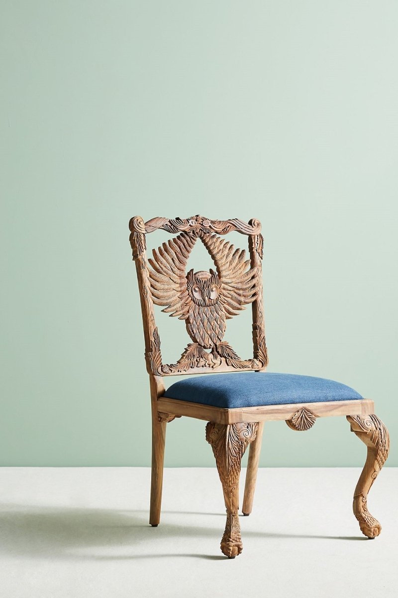 Hand Carved Menagerie Dining Chairs Set of 2 - Exotic Wooden Table Chairs for Kitchen, Dining Room & Restaurant - Elegant Handcrafted Wood Furniture for Home Decor
