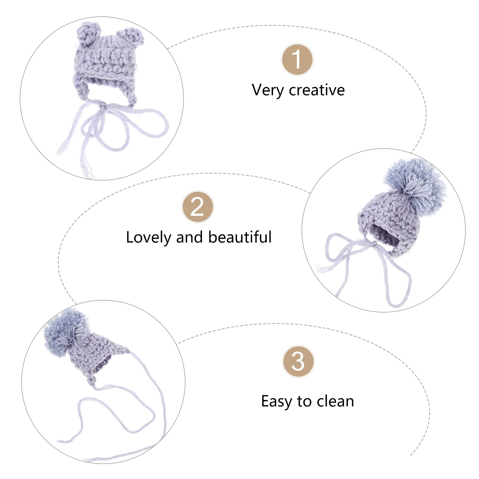 9-Piece Hand-Crocheted Wool Hats Set - Mini Top Hats, Doll Hats & Christmas Hats for Women & Girls - DIY Handmade Crafts for Parties, Cosplay & Holiday Decor