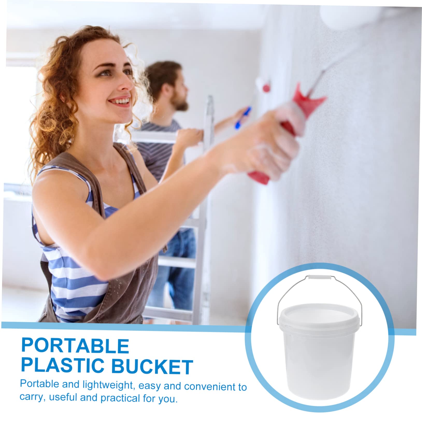 3 Gallon White Plastic Bucket with Airtight Lid - Food Grade Storage Container for Cereals, Grains, Pet Food, Paint & Industrial Use | Perfect for Kitchen, Pantry, Garage & Workshop Organization