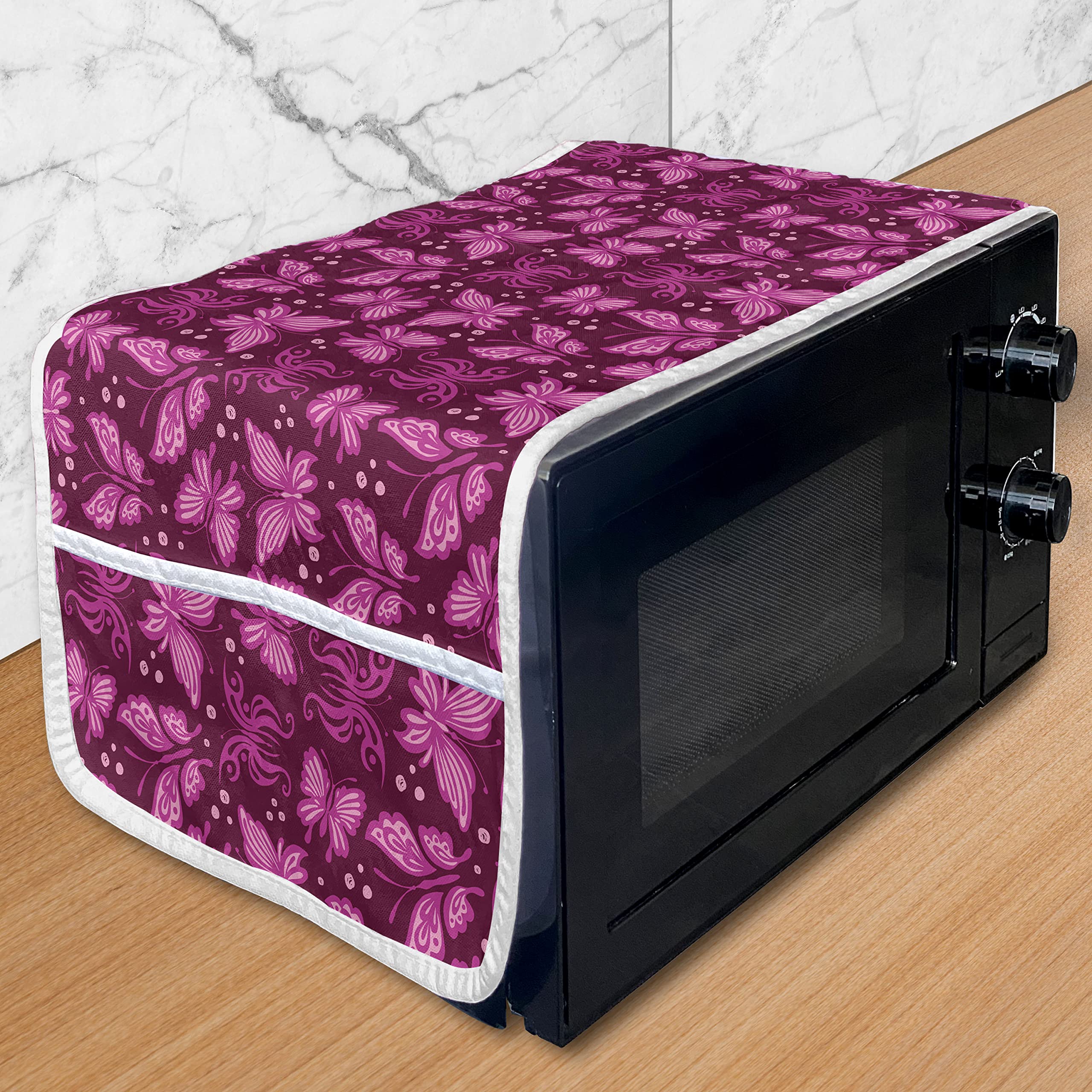 Ambesonne Butterfly Microwave Cover - Waterproof Kitchen Organizer with Pockets, 36