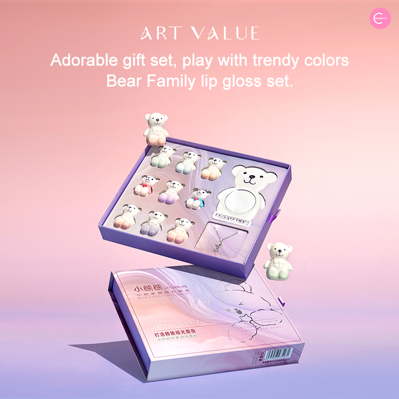 ART VALUE Bear Family Lip Kit - 6pcs Matte Liquid Lipstick Set, Long Lasting & Non-Drying, Vegan & Cruelty Free - Perfect for Daily Makeup, Parties, and Gifts