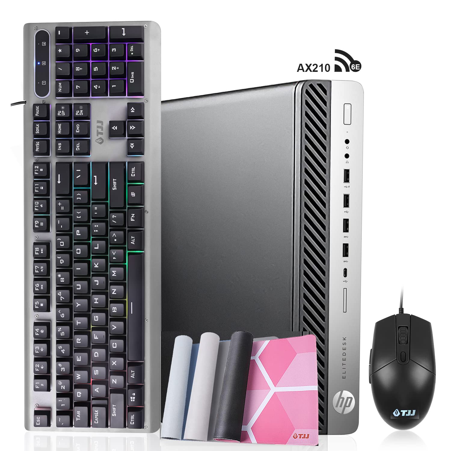 HP EliteDesk 800 G3 Mini PC - Intel Core i7, 8GB DDR4 RAM, 128GB SSD + 1TB HDD, WiFi 6E, Windows 10 Pro, Dual Monitor Support - Compact Business Desktop Computer for Home Office & Gaming (Renewed with Keyboard & Mouse Combo)