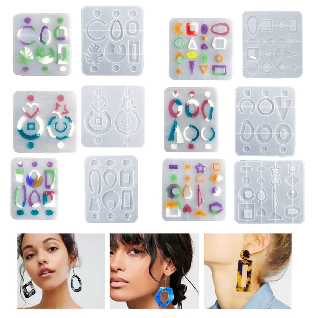 iSuperb 6-Piece Bohemian Drop Earring Silicone Molds Set for DIY Jewelry Making - Epoxy Resin Molds for Earrings, Necklaces & Pendants - Perfect for Handmade Crafts, Gifts & Boho Fashion Accessories