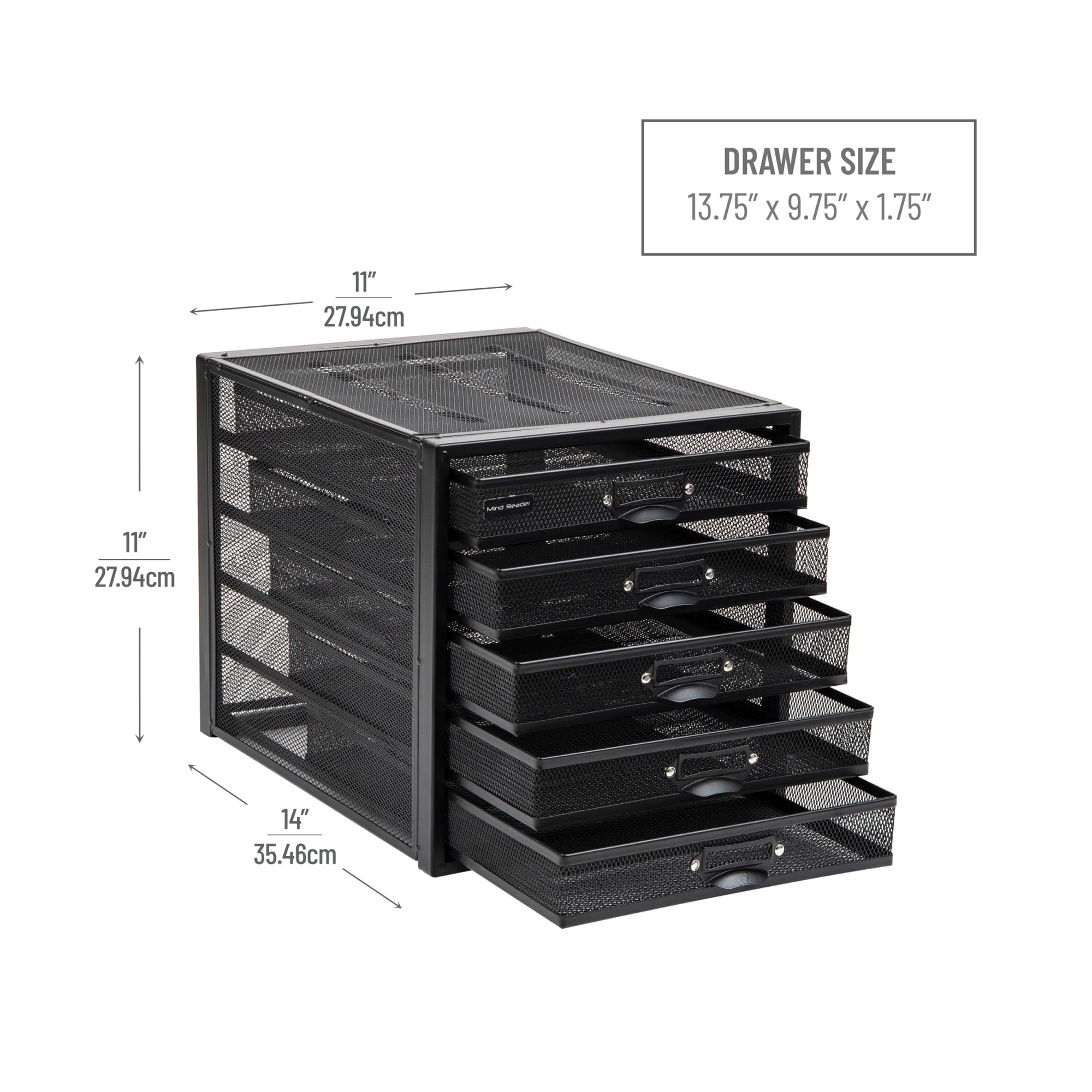 Mind Reader 5-Drawer Metal Mesh File Storage Organizer - 11