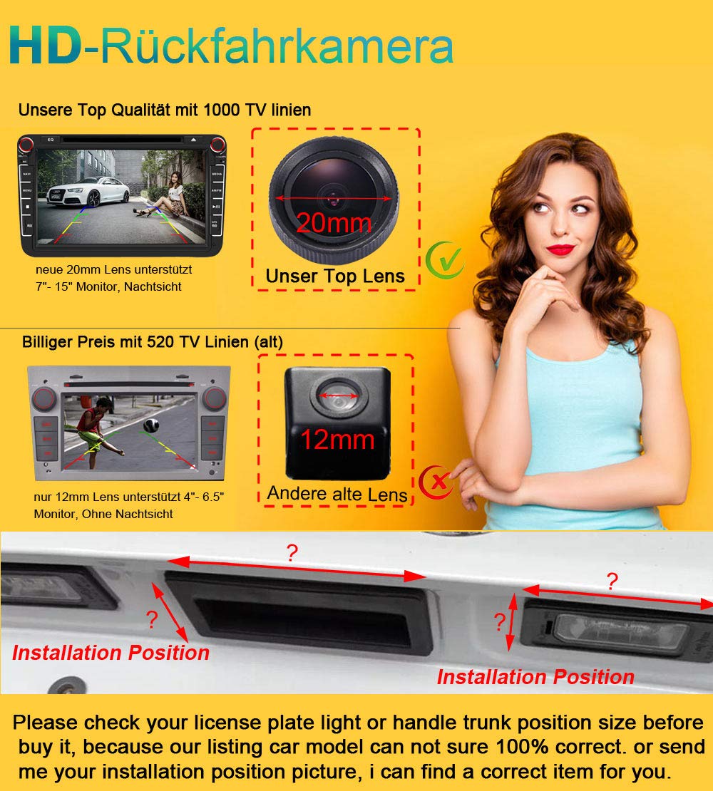 HD Color CCD Waterproof Car Rear View Backup Camera, 170° Wide Angle Reversing Camera for Hyundai Santa Fe & Azera 2009 (Model No.8225) - Perfect for Safe Parking & Night Driving