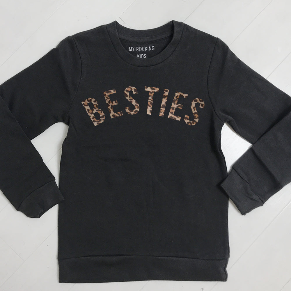 Best Friends Leopard Print Matching Sweatshirts for Women - Cute Couple Outfits for Twin Day, Sister Bonding, or BFF Photos
