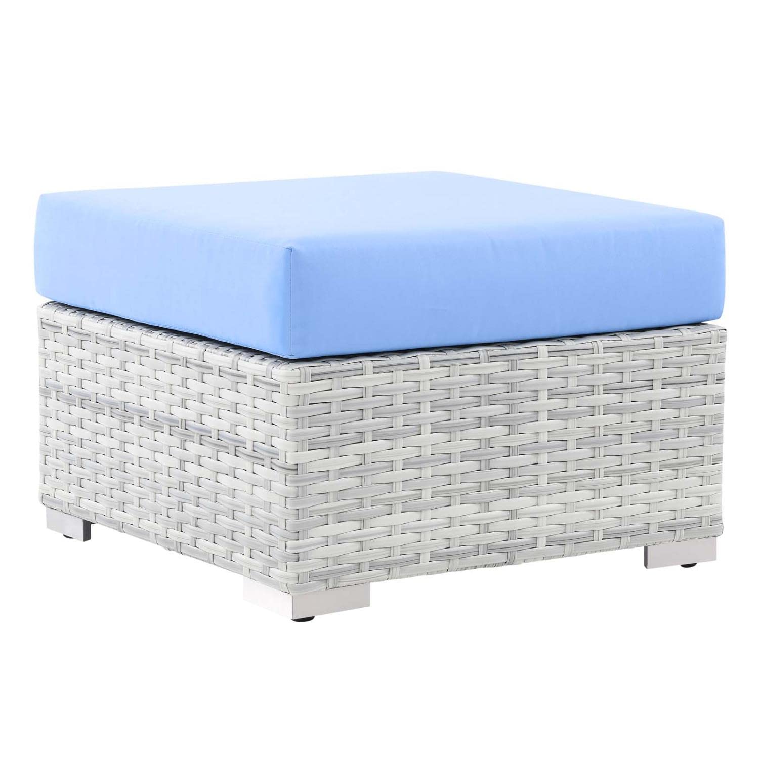 Modway EEI-4301-LGR-LBU Light Gray & Light Blue Storage Ottoman - Modern Living Room Footrest with Hidden Compartment | Perfect for Small Spaces, Bedroom Decor & Extra Seating