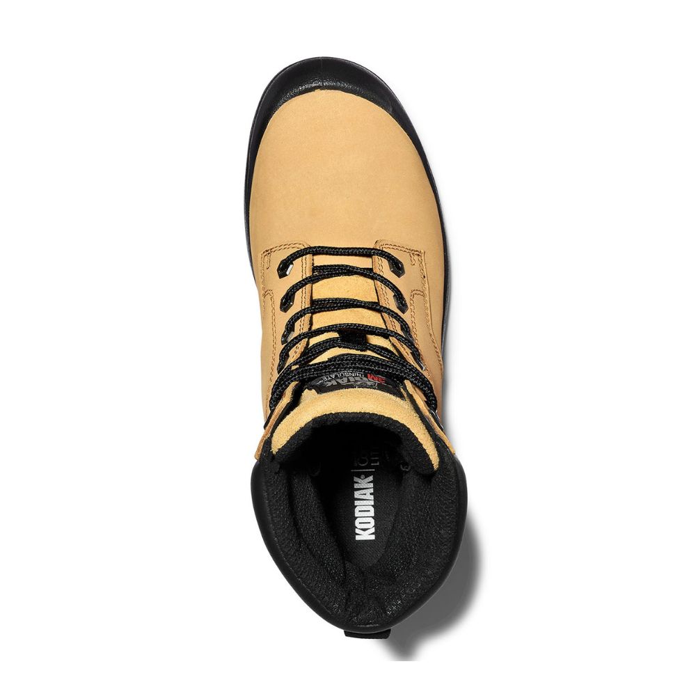 Kodiak Greb Men's 8 Steel Toe Work Boots - Safety Shoes for Construction, Warehouse & Outdoor Work - Wheat Brown Leather Work Boots KD0A4TH3FWE