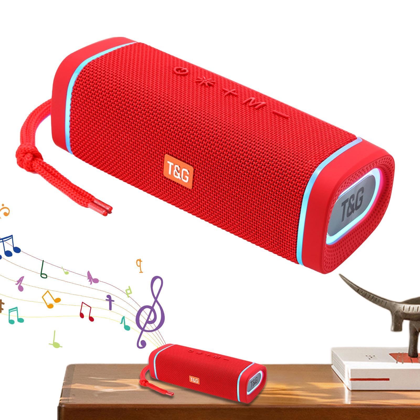 Fukamou Portable Wireless Bluetooth Speaker with LED Lights - Rechargeable, Waterproof, Deep Bass, 1200mAh Battery for Outdoor, Travel, Camping, Beach, Pool Party & Home Use