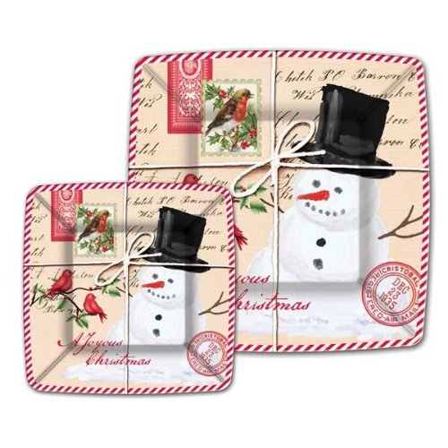 Michel Design Works Snowman Paper Plates - Large 8 Count Holiday Dinnerware for Christmas Parties & Winter Celebrations