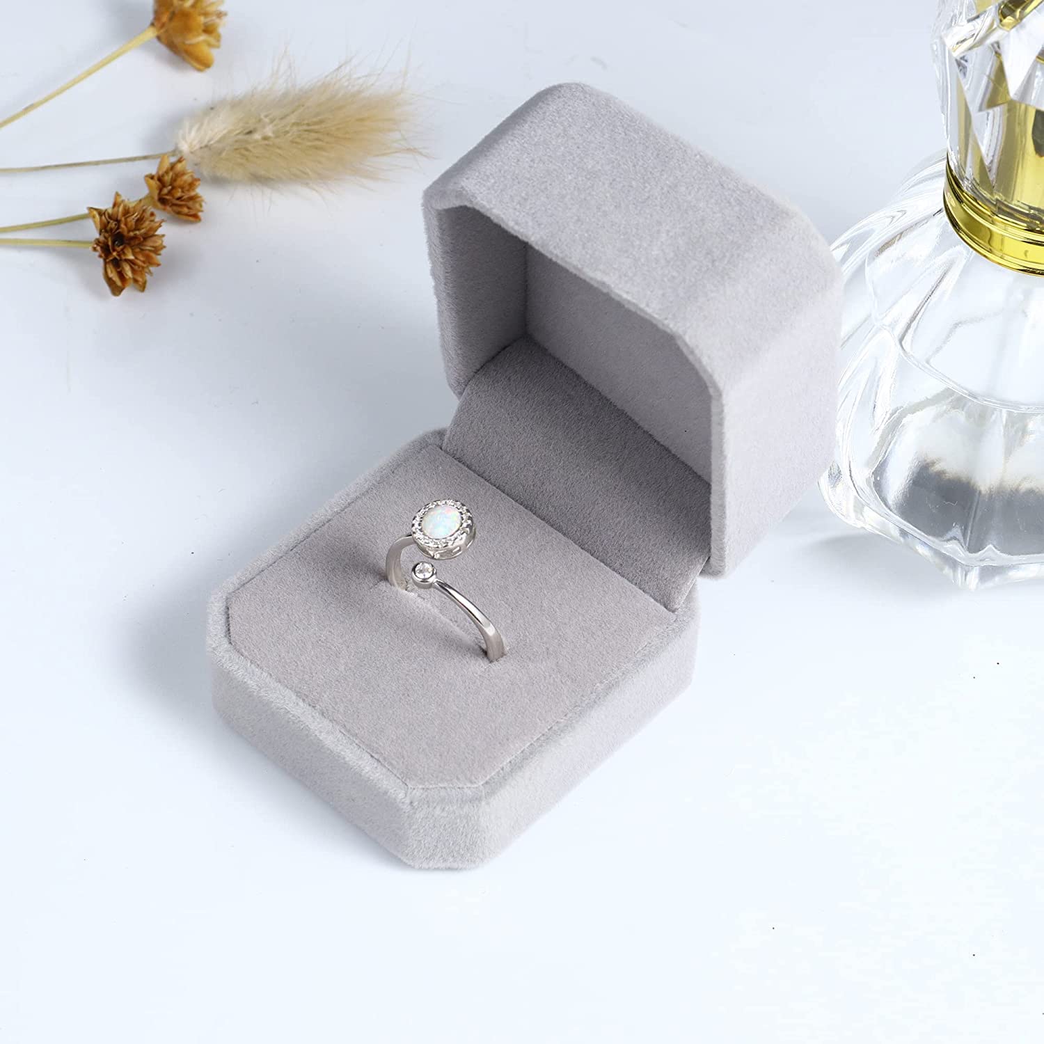 MILACOLATO 925 Sterling Silver Fidget Spinner Ring for Women - Adjustable Anxiety Relief Ring with Moonstone & Opal, Stackable Knuckle Ring for Wedding, Engagement, Gift - Perfect for Stress Relief & Everyday Wear