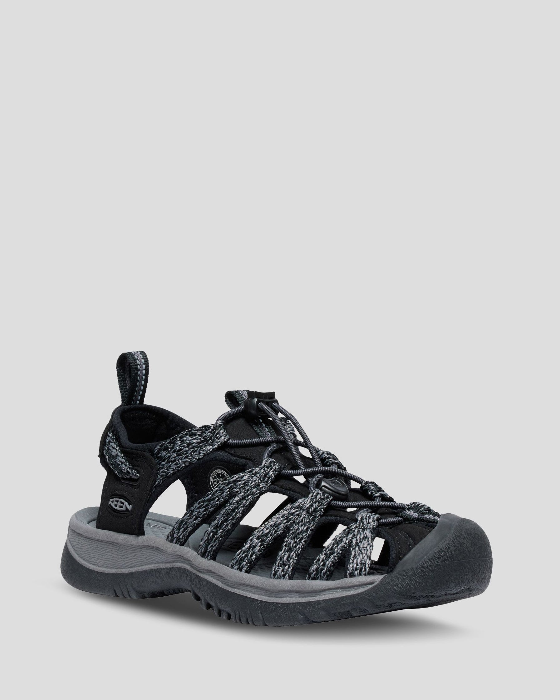 Keen Whisper Sandals for Women - Lightweight Hiking Sandals with Arch Support | Black/Steel Grey | Perfect for Outdoor Adventures, Beach & Travel