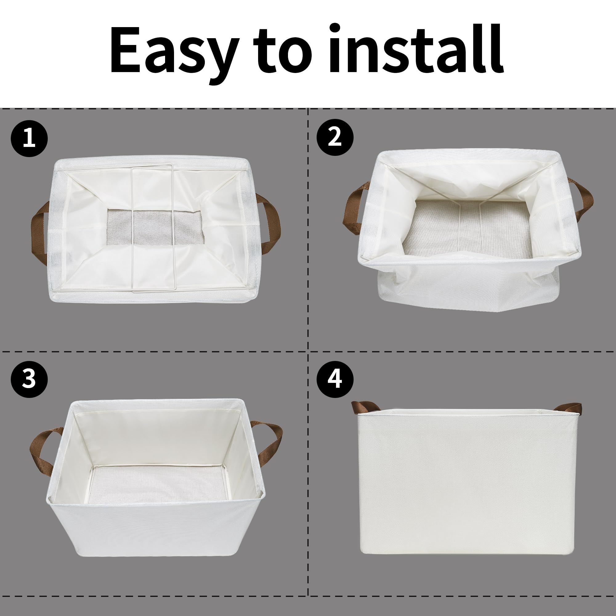 GRANNY SAYS Extra Large Storage Bins with Metal Frame - 4-Pack Ivory Storage Baskets for Shelves, Wardrobe, Laundry Room & Linen Closet Organization | Perfect for Home, Office & Dorm Storage Solutions