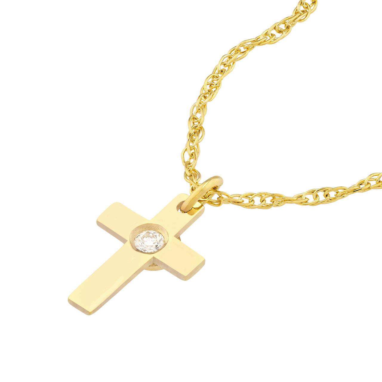 10ctw Diamond Small Cross Pendant Necklace in 14K Yellow Gold - Perfect for Everyday Wear, Gifts & Religious Occasions