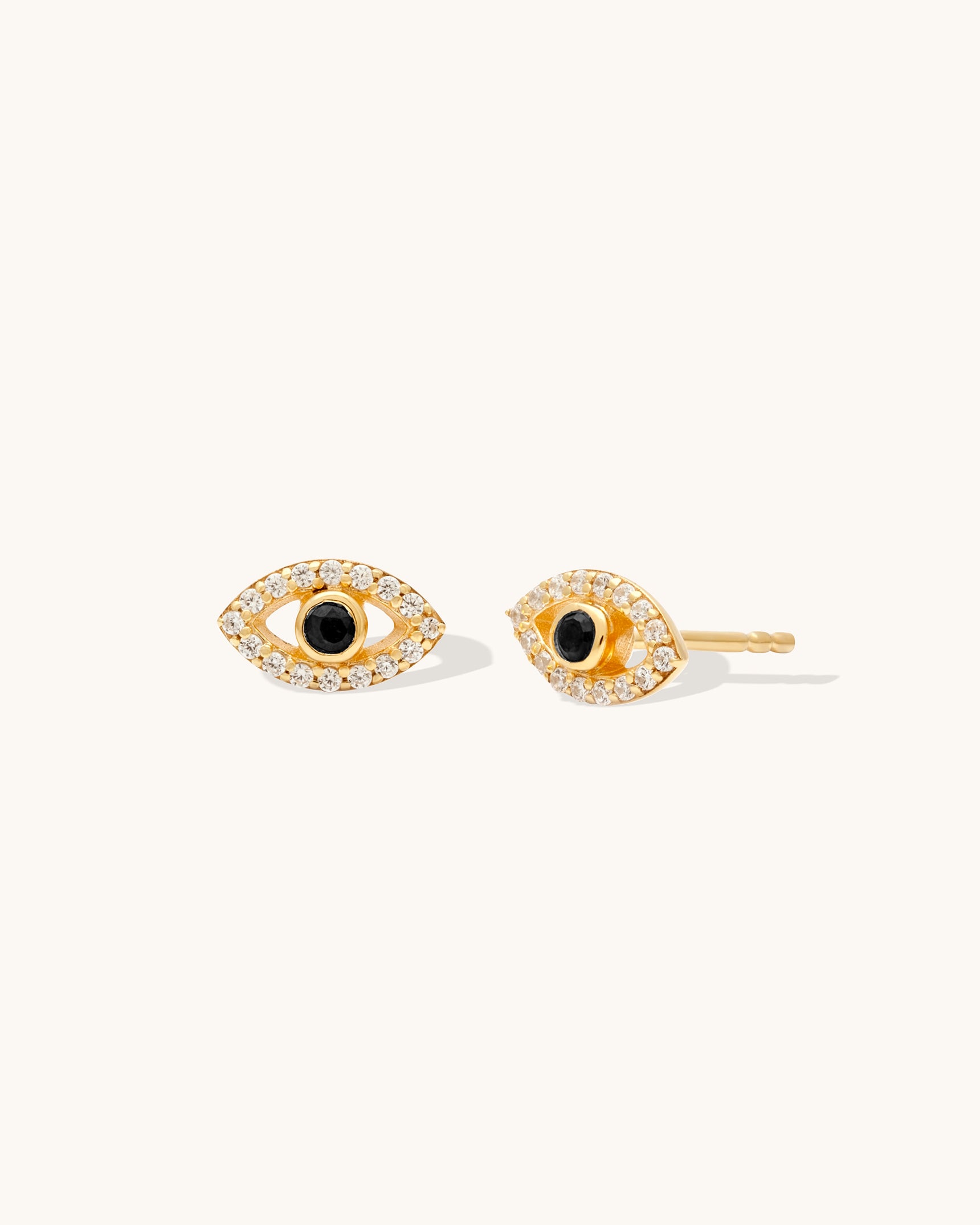 Evil Eye Stud Earrings with Genuine Sapphire Gemstone - Protection Jewelry for Women, Gift for Her, Perfect for Everyday Wear & Special Occasions