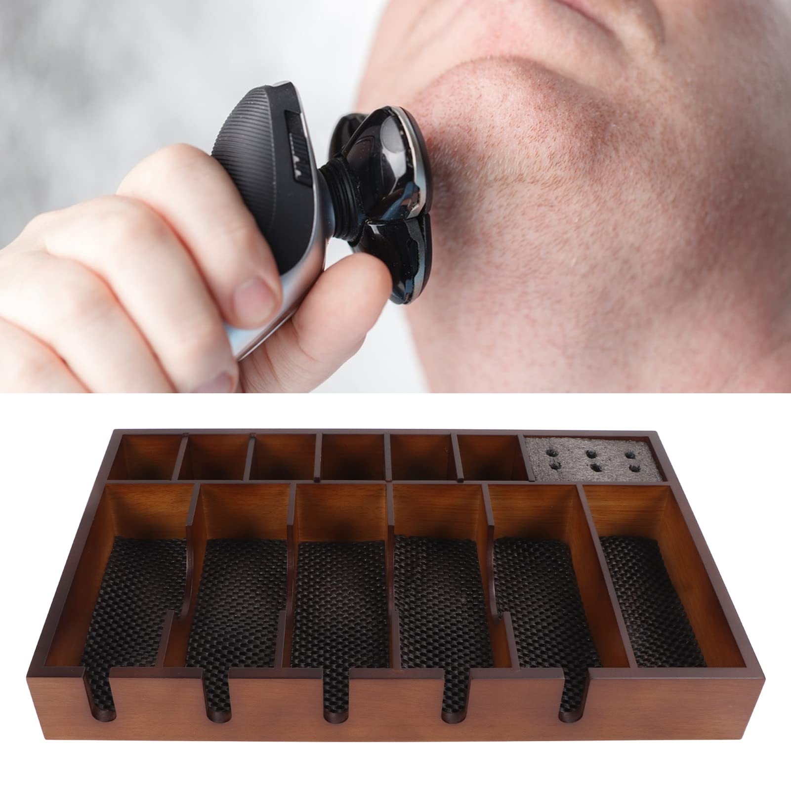 **Dioche Professional Barber Clipper Tray - Large Wooden Hair Clipper Organizer with Non-Slip Base for Salon & Home Use - Perfect for Stylists, Barbers & Personal Grooming**