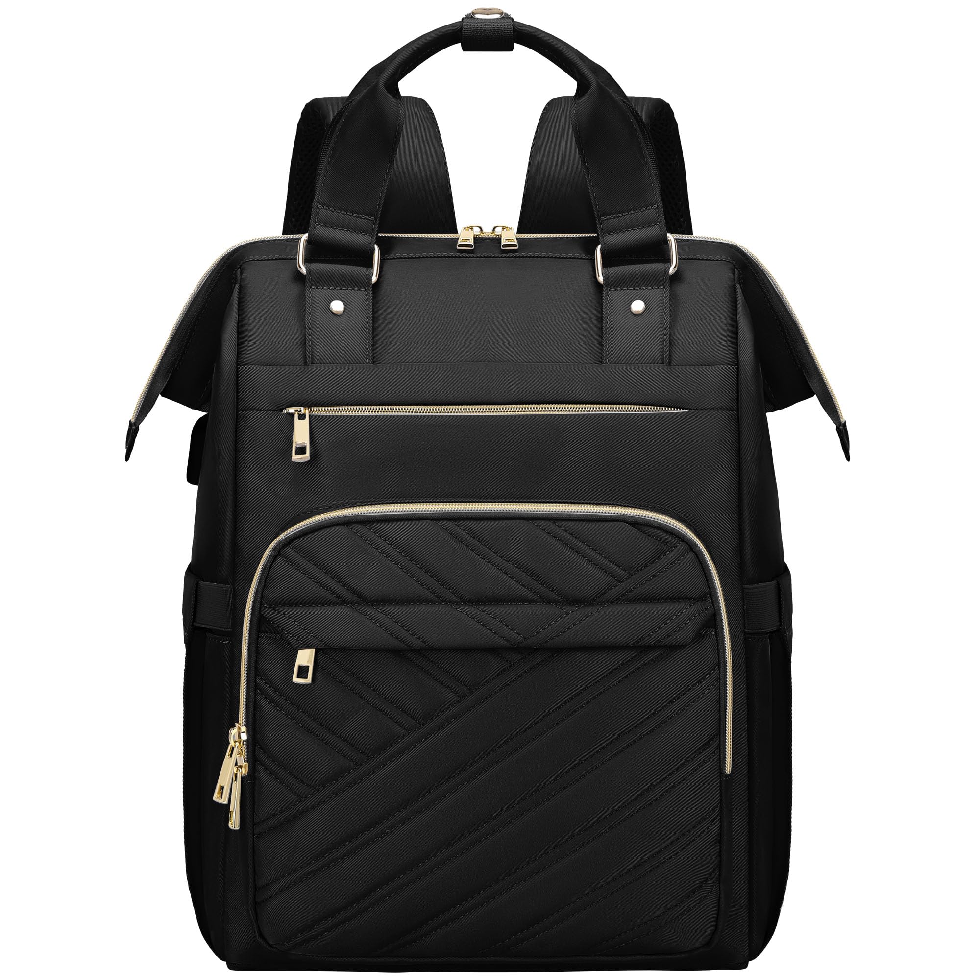 17.3 Inch Women's Laptop Backpack - Stylish Waterproof USB Charging Backpack for College, Work & Travel - Teacher Nurse Daypack Purse with Multiple Pockets (Black) - Perfect for Commuting, Campus & Business Trips