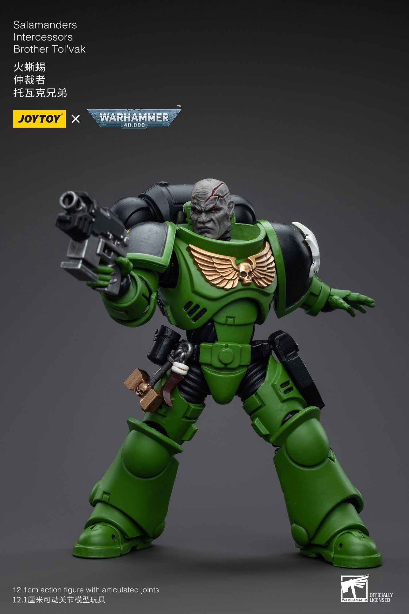 JOYTOY 1/18 Scale 3.75 Inch Warhammer 40K Salamanders Intercessors Brother Tol'vak Action Figure - Collectible Miniature for Tabletop Gaming & Display
