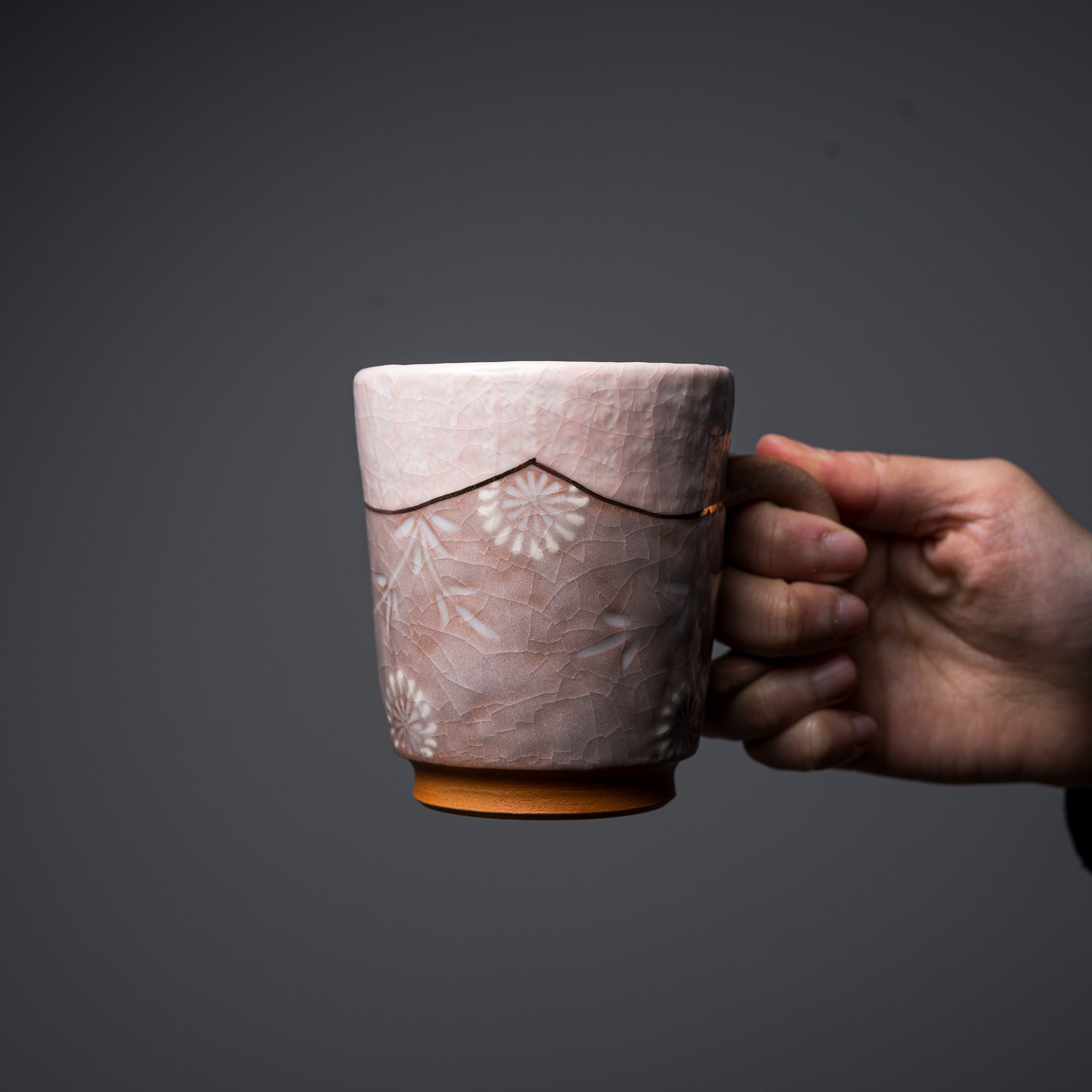 Handmade Kyo Kiyomizu Ware Ceramic Mug - Traditional Japanese Karakusa Pink Design, Authentic Kyoto Pottery for Tea & Coffee Lovers - Perfect Gift for Home, Office & Japanese Tea Ceremony