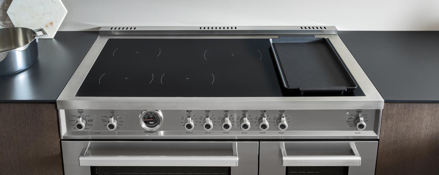 Bertazzoni PRO486IGFEPCAT 48 Inch Professional Induction Range with 6 Heating Zones, Cast Iron Griddle & Self-Cleaning Electric Oven - Perfect for Home Chefs & Commercial Kitchens