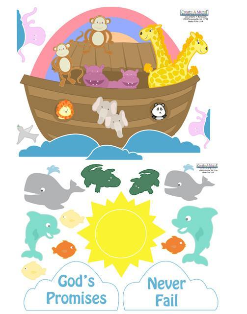 Noah's Ark Wall Decals for Kids - Waterproof Nursery Stickers, Bible Story Animal Wall Art for Baby Room Decor & Sunday School Classroom