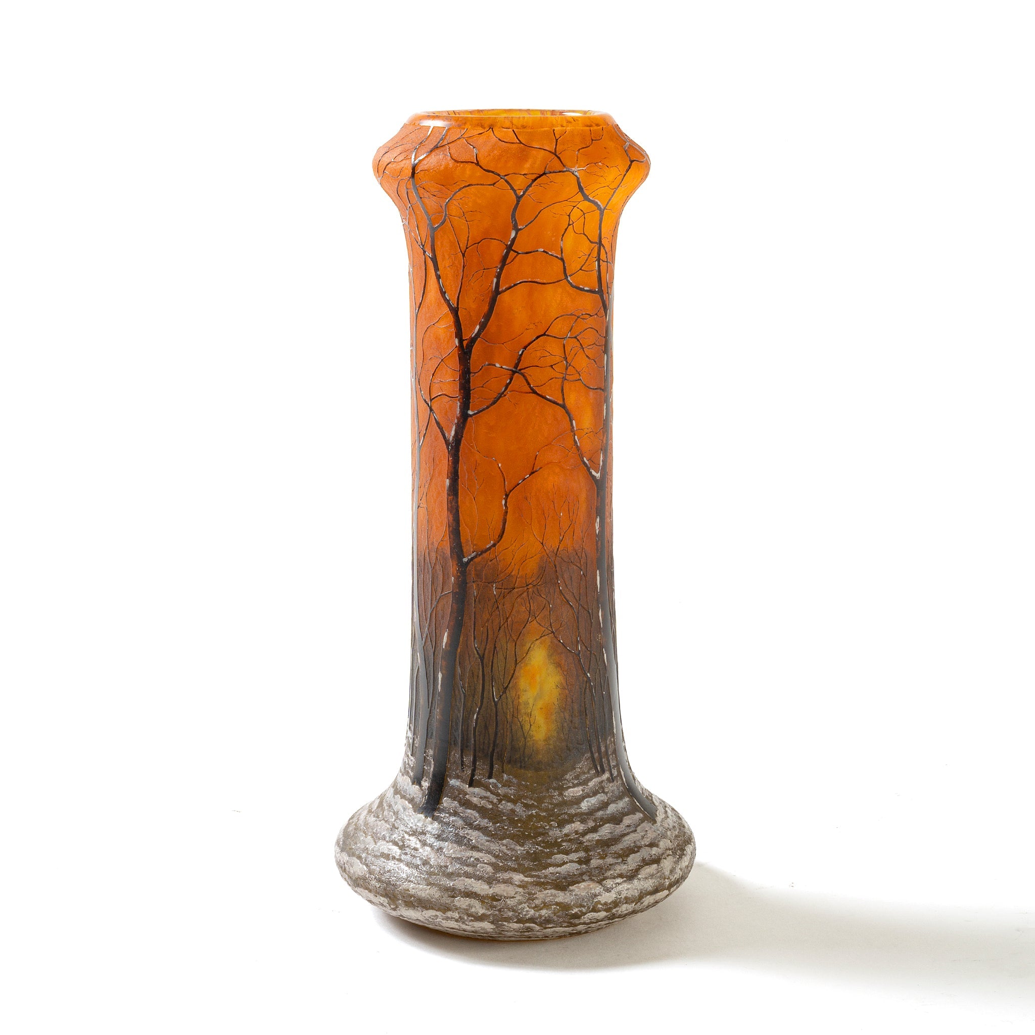 Daum Nancy Winter Scene Vase - Handcrafted French Art Glass Vase with Snowy Landscape Design - Perfect for Holiday Decor & Luxury Home Décor