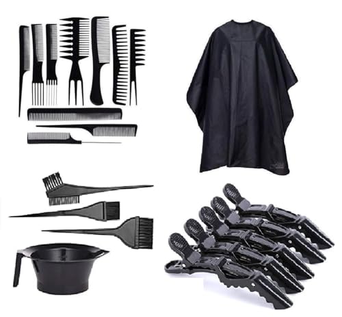6 Hair Clip + Black Apron + Hair Dye Bowl Set + 10 Cmob Set
